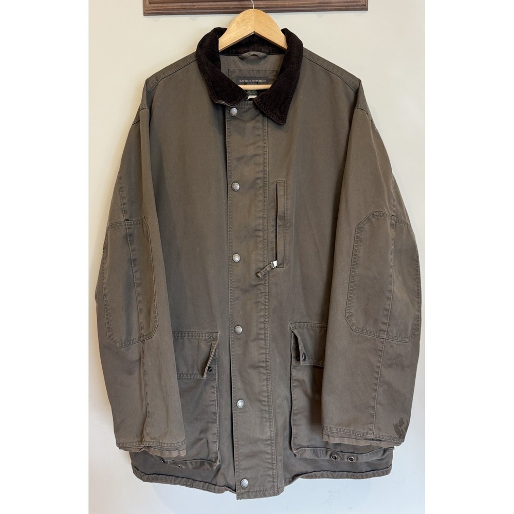 VTG Banana Republic Men's XL Chore Jacket Olive Green Barn Coat Workwear Y2K